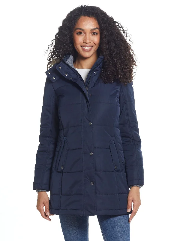 Faux Fur Trim Hooded Puffer Coat