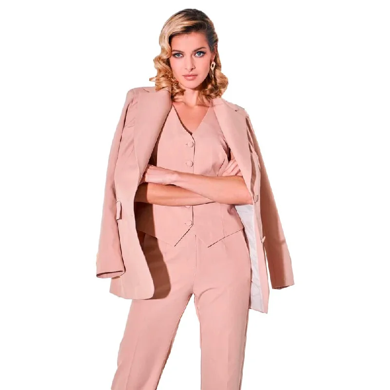 Blush Pink Women Pants Suits 3 Pieces Slim FIt Prom Evening Party Wear Celebrity Mother of the Bride Suit