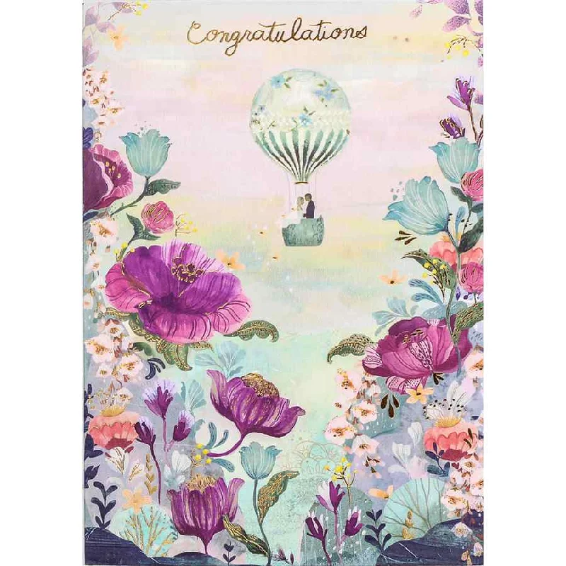 Congratulations - Hot Air Balloon Wedding Card